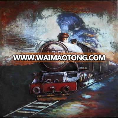 Modern iron Wall Art home Decor Cool old train styles Oil Painting