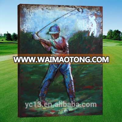 home decoration the working golfer man 3D Metal wall art painting on iron panel