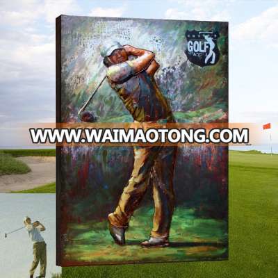 metal wall art decor 3d Hand painted Unique Golf club wall decoration golfer private custom Artwork Metal Crafts